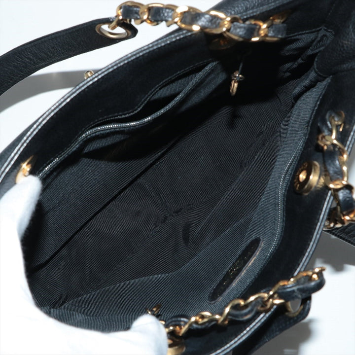 Top Quality Chanel Coco Caviar S Tote Bag Black Gold  4th