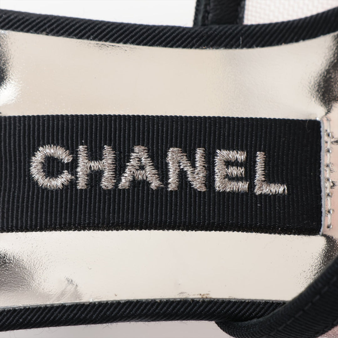 Top Quality Chanel Coco Mesh x Patent Leather Sandal 36 1/2  Black x Pink