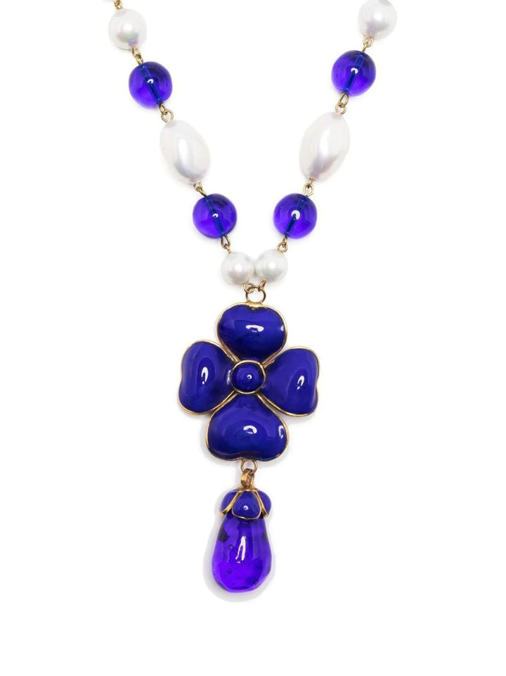 Top Quality Chanel Gripoix Camellia Pendant Necklace