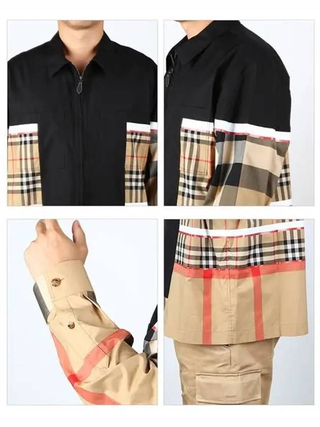 Burberry Hamel Oversized Zip-Up Jacket Black Beige