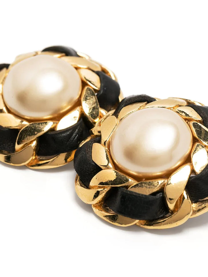Chanel 1970's Pearl Button Earrings