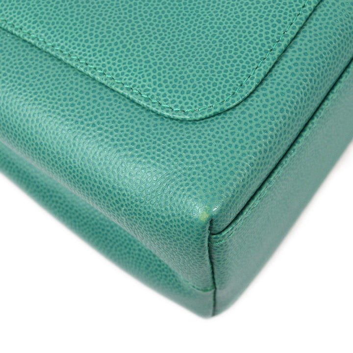 Top Quality Chanel 1997-1999 Green Caviar Small Shopping Handbag