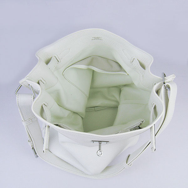 Hermes Nappa Leather Shoulder Bag H2804 white Silver