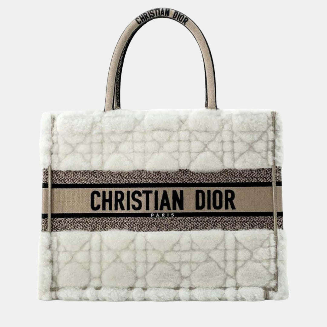 Top quality Dior Ivory/Beige Shearling Medium Book Tote Bag
