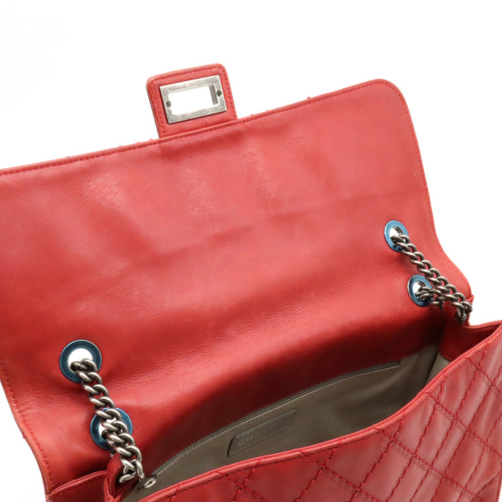 Top Quality Chanel Top Quality Chanel 2.55 Matrasse W Chain Bag Half-Sharp Handbag Semi-Sharp Leather Red Silver Gold  Blumin
