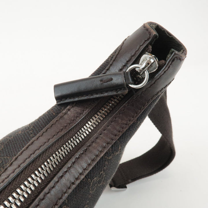 GUCCI GG Denim Leather Shoulder Bag Crossbody Dark Brownk