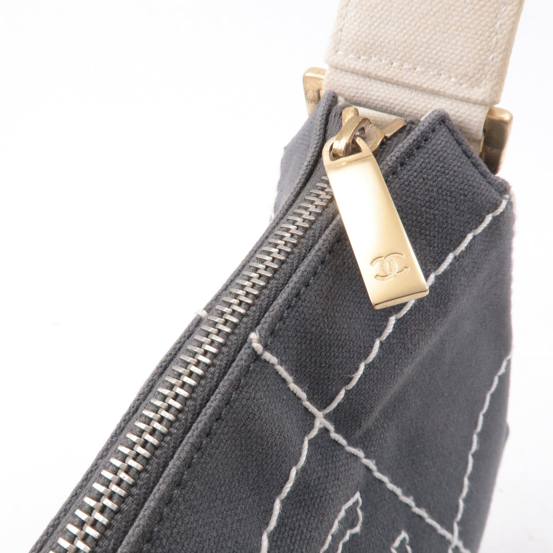 Top Quality Chanel Chocolate Bar Wild Stitch Canvas Hand Bag Gray
