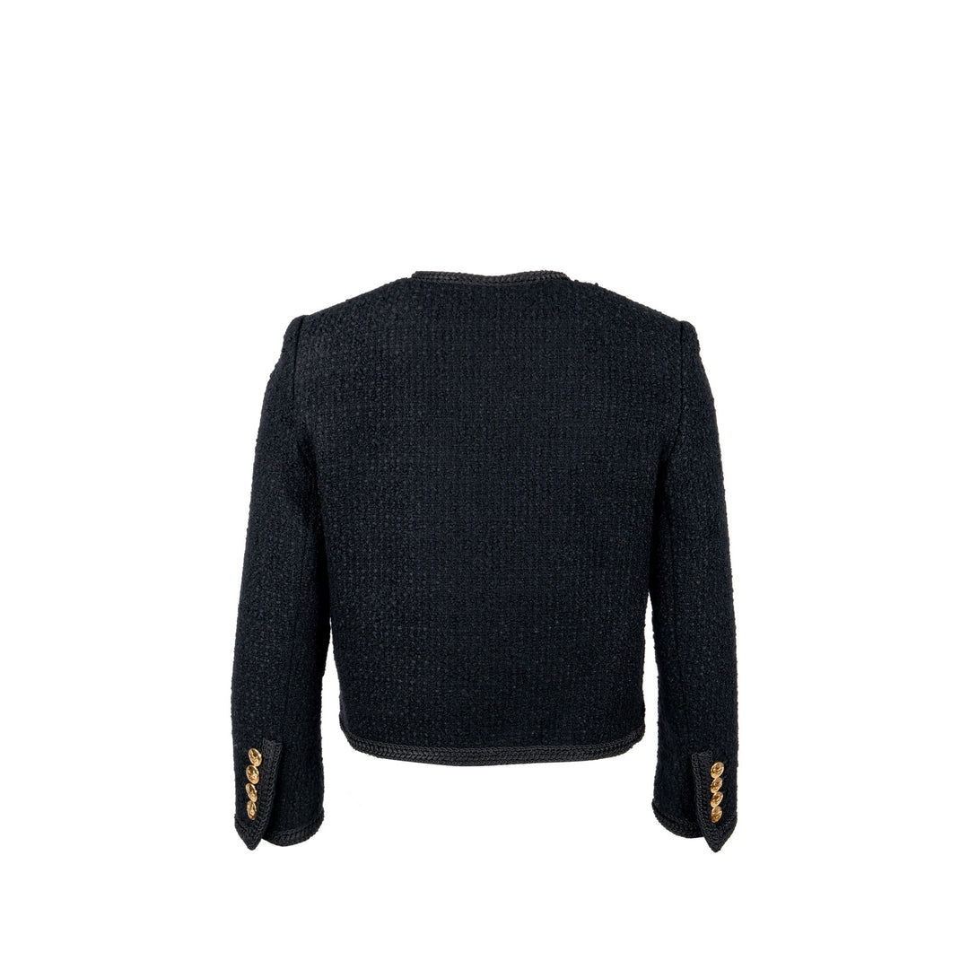 Top Quality Celine Size 34 Chasseur Jacket Tweed Black