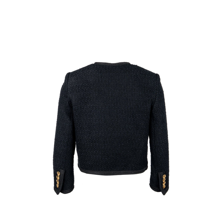 Top Quality Celine Size 34 Chasseur Jacket Tweed Black