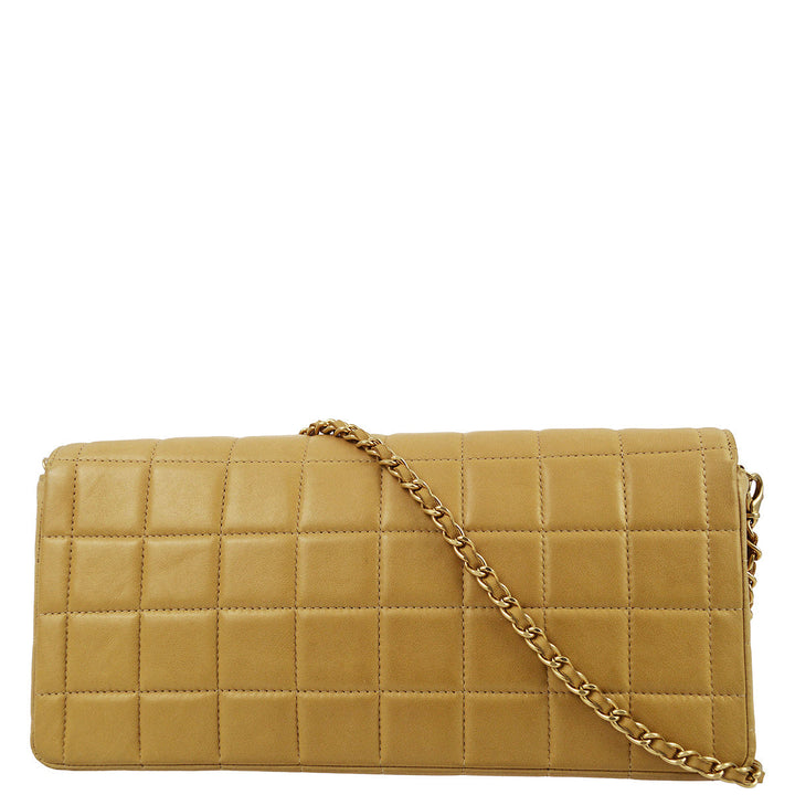 Top Quality Chanel 2001-2003 Beige Lambskin East West Choco Bar Chain Shoulder Bag