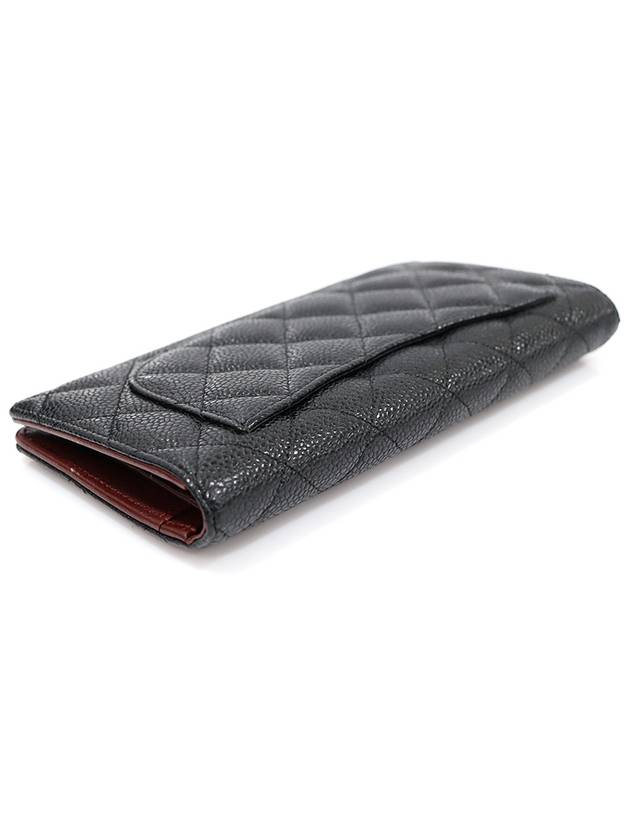 A31509 Black caviar gold classic long flap wallet 16th Chanel