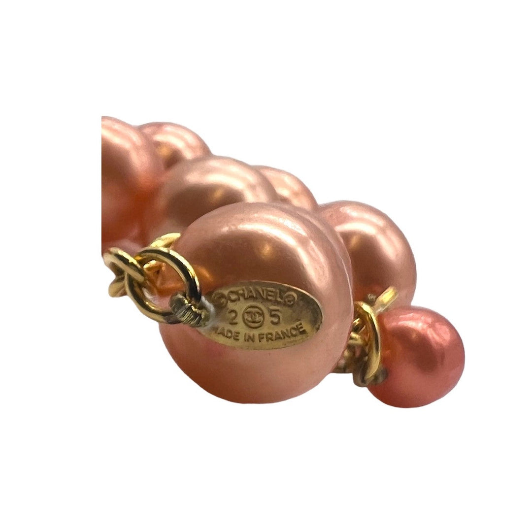 Vintage Top Quality Chanel bag Peach Synthetic Pearl Necklace