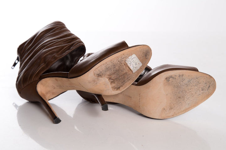 Manolo Blahnik Brown Leather Heels SZ 36.5