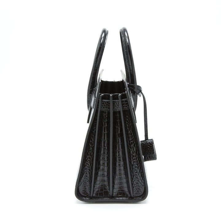 Saint Laurent/ YSL Sac De Jour Crocodile Embossed Black SHW