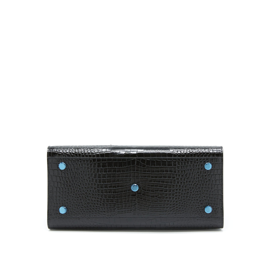 Saint Laurent/ YSL Sac De Jour Crocodile Embossed Black SHW
