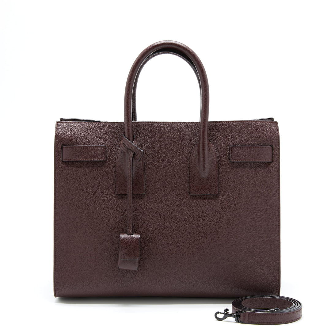 Saint Laurent/ YSL Sac De Jour Calfskin Burgundy Black Hardware