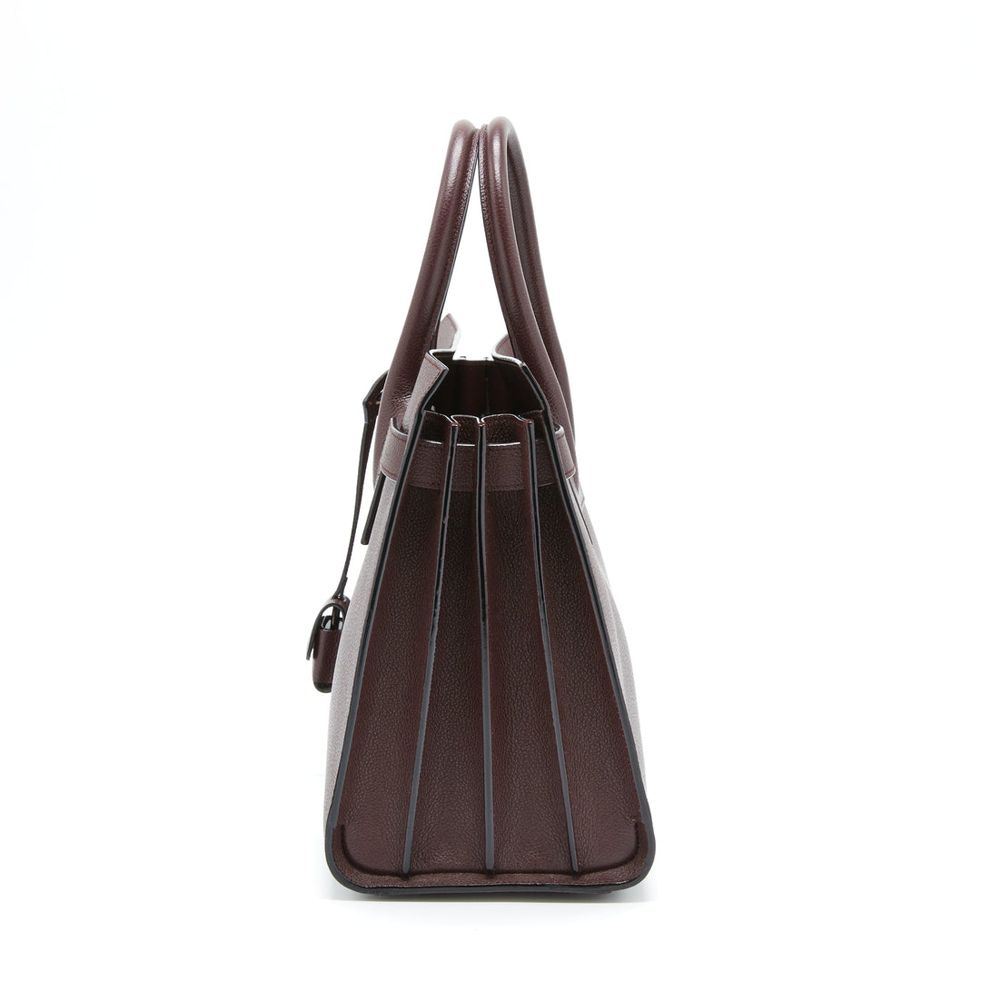 Saint Laurent/ YSL Sac De Jour Calfskin Burgundy Black Hardware