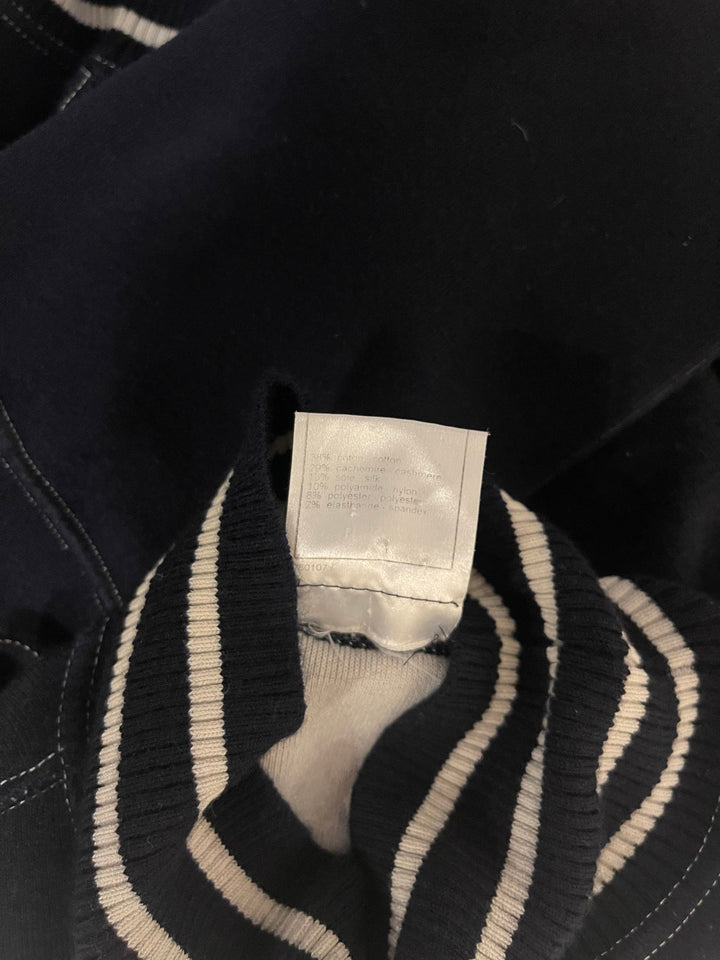 *HOT* Top Quality Chanel Airline Collection Navy Cashmere Jumper and Mini Skirt Set with Silver Logo Airplane Appliqu√©s Size FR 38 (UK 10)