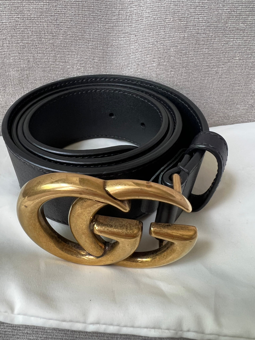 Gucci GG 2015 Re edition Marmont Black Wide Leather Belt with Gold Buckle (RRP £380)