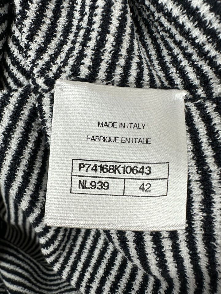 Top Quality Chanel Black and White Stripe Tank Top with CC Logo Detail Size FR 42 (UK 14)