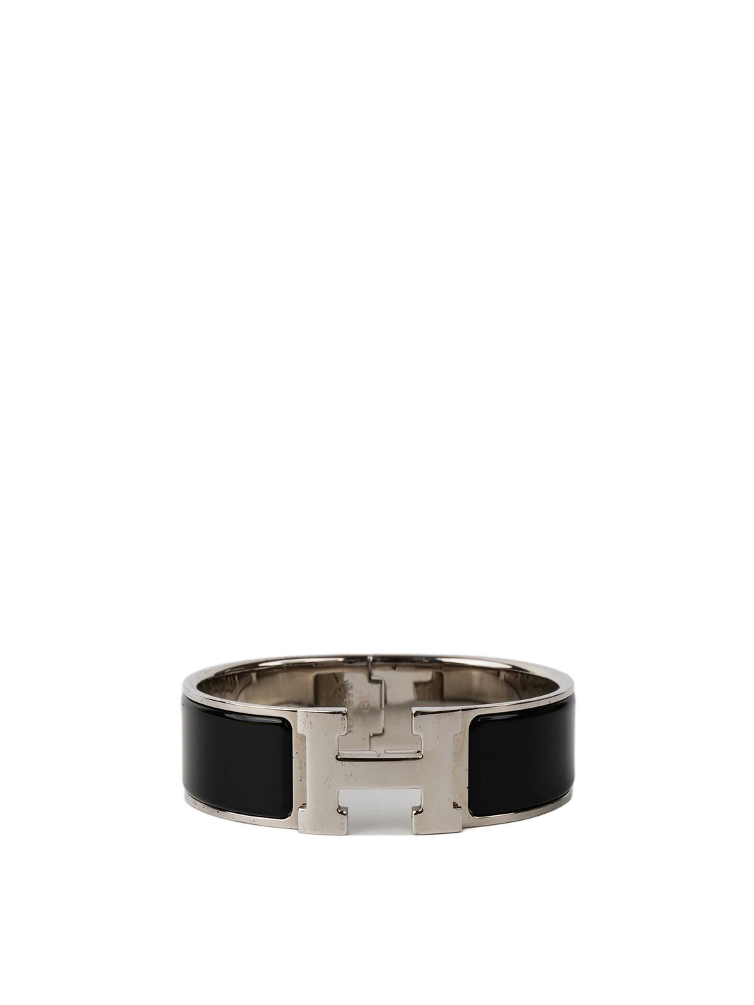 Hermes Black and Silver Clic Clac H Bracelet.