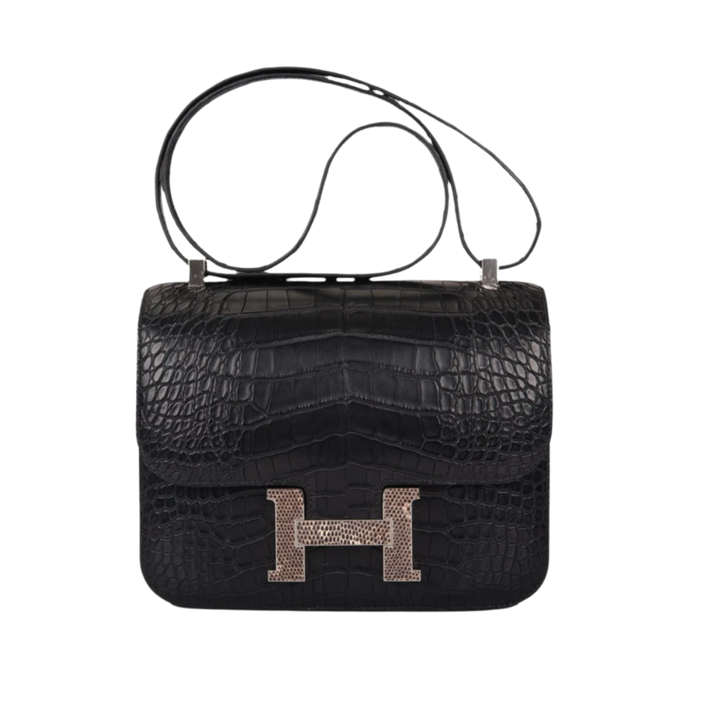 Top quality Hermes Constance 24 Matte Black Alligator Ombre Lizard Marquette Palladium Hardware