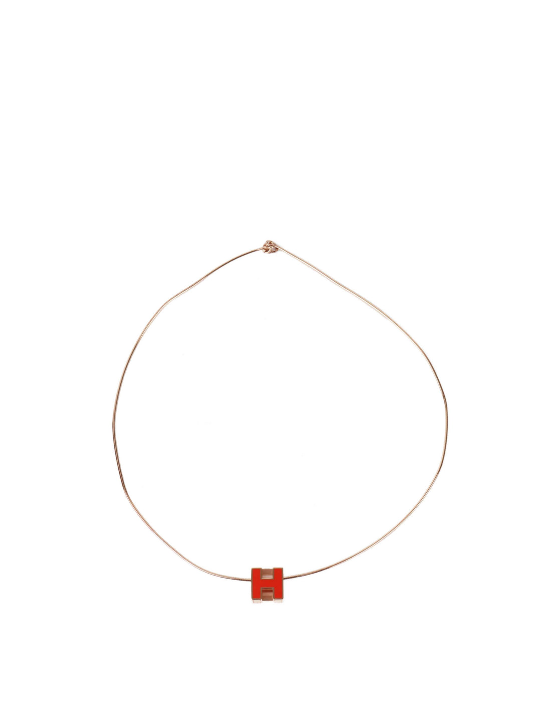 Hermes H Cube Necklace Rose Gold Plated.
