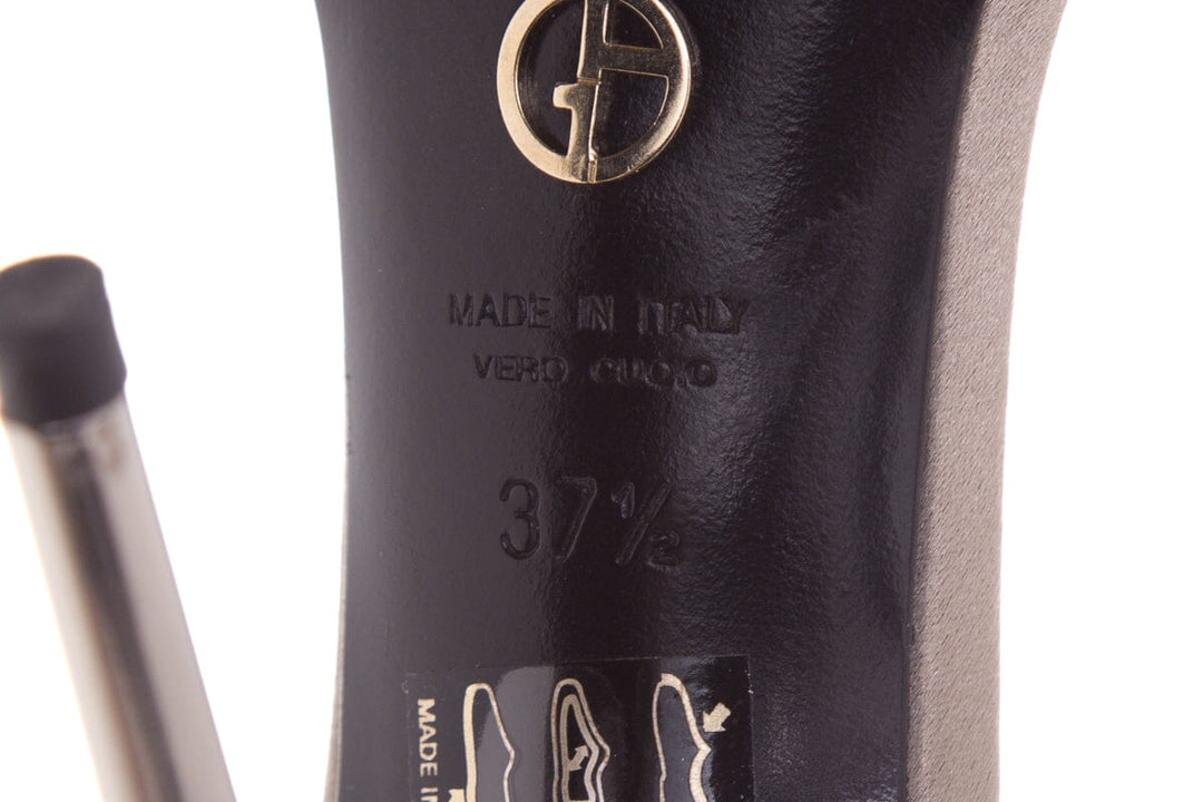 Giorgio Armani Silver Lace Detail Heels SZ 37
