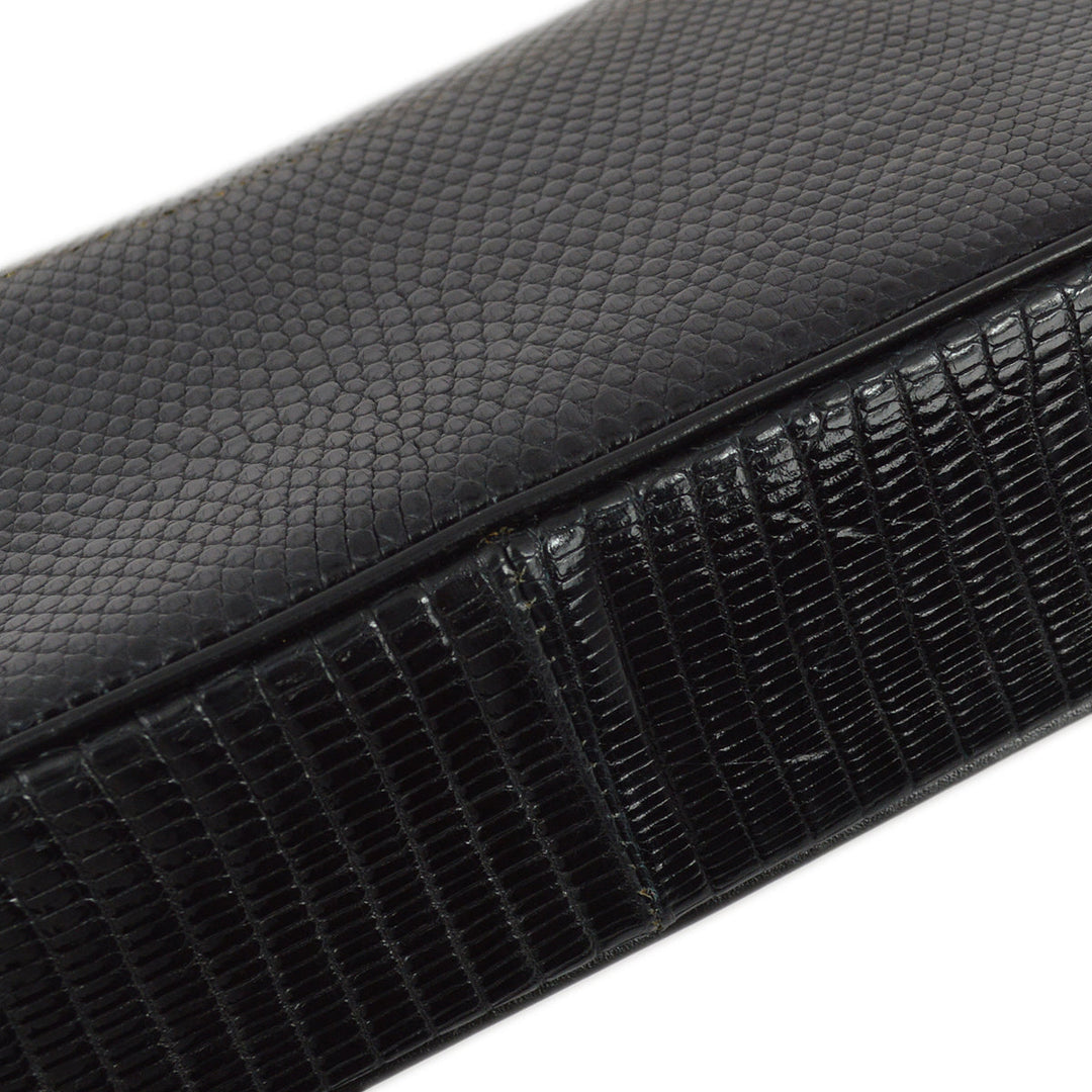 Top Quality Chanel 1989-1991 Black Lizard Chain Shoulder Bag