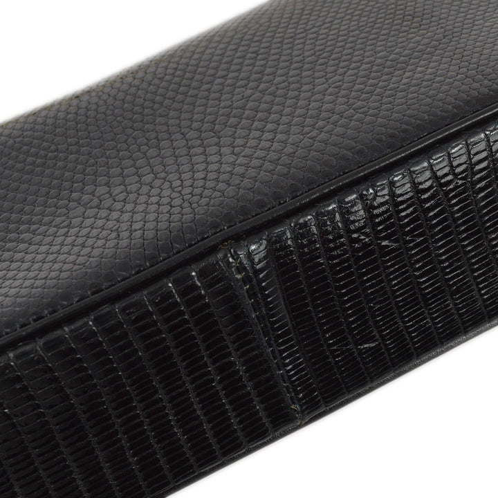 Top Quality Chanel 1989-1991 Black Lizard Chain Shoulder Bag