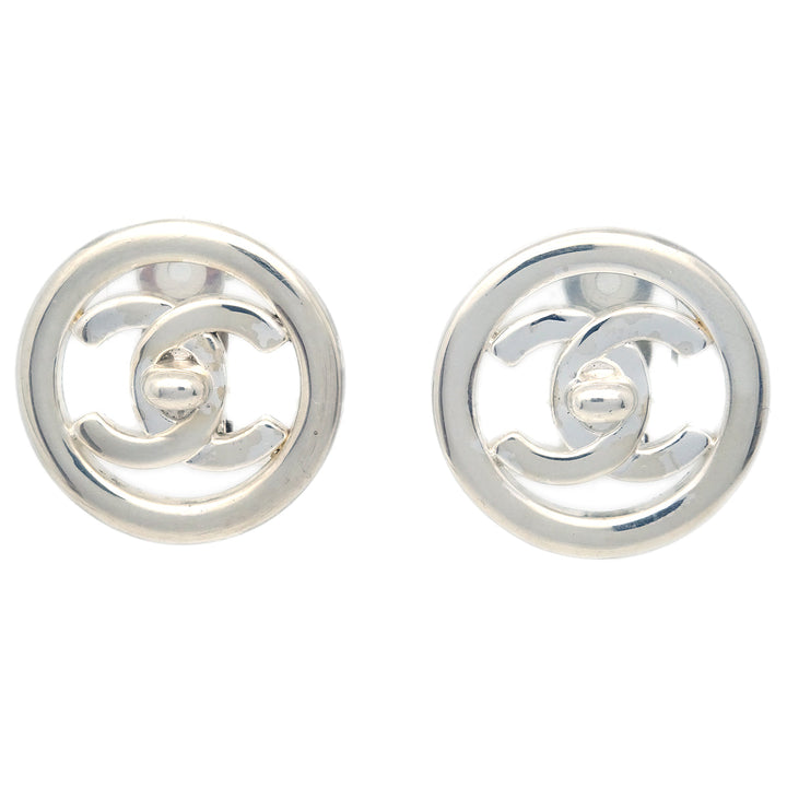 Top Quality Chanel Turnlock Earrings Clip-On Silver 97P