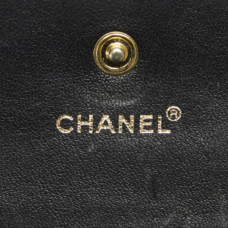 Top Quality Chanel Chocolate Bar Three Folded Wallet Black Leather