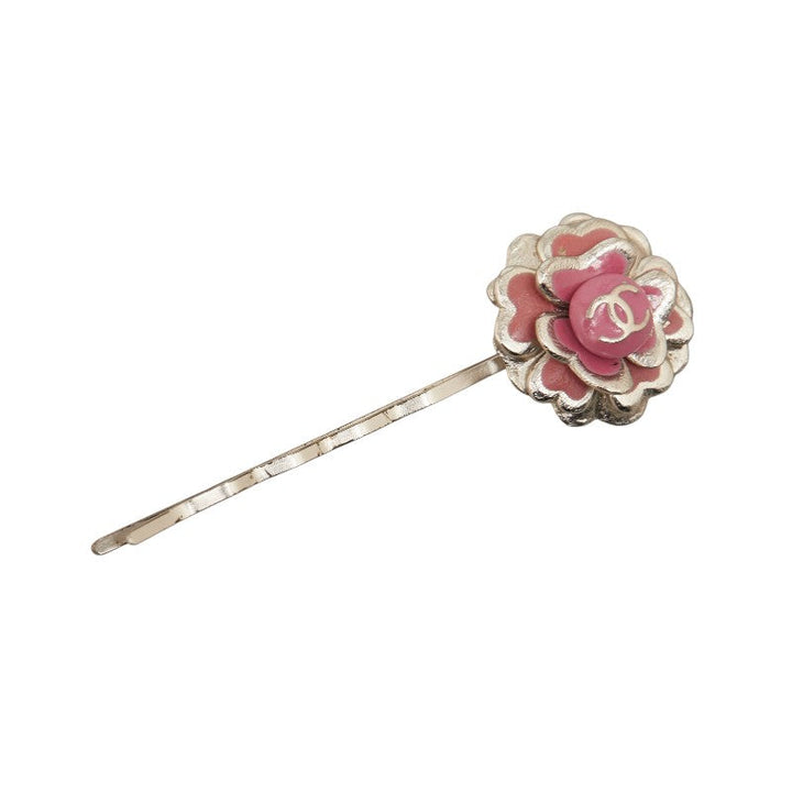 Top Quality Chanel Cocomark Flowers Hairpin Silver Pink Metal Lady Chanel
