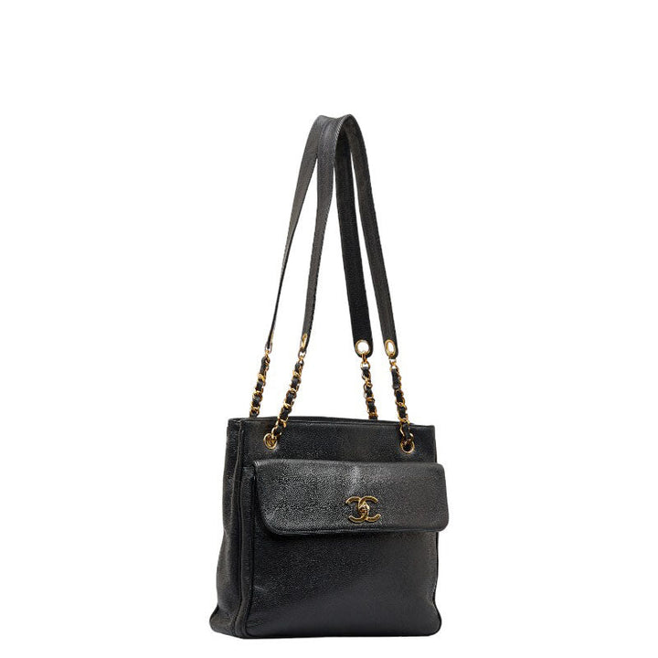 Top Quality Chanel Cocomark Gold  Chain houlder Bag  Bag Black Caviar S  CHANEL