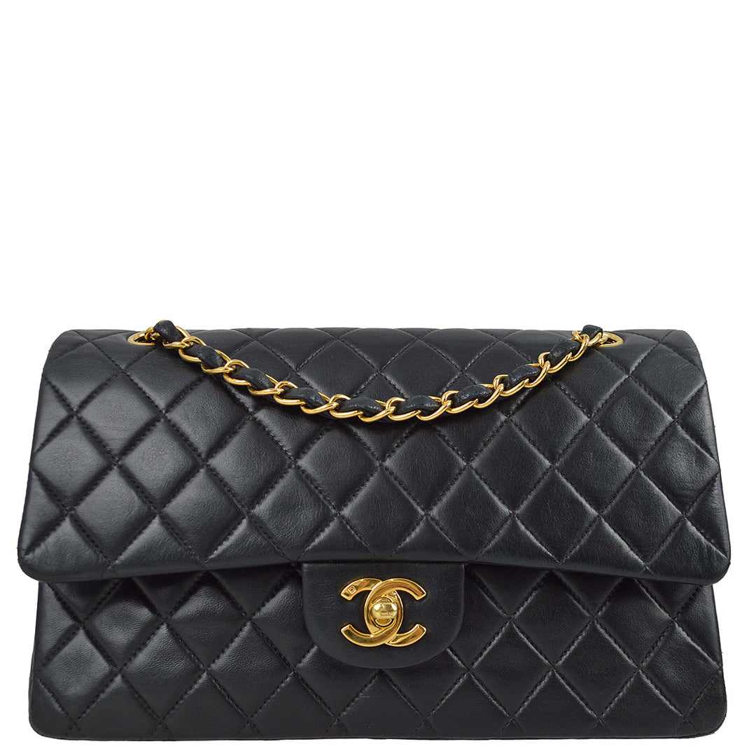 Top Quality Chanel 2000-2001 Black Lambskin Medium Classic Double Flap Bag