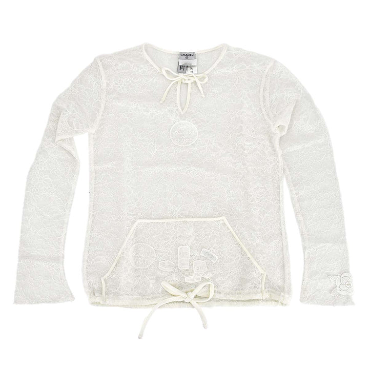 Top Quality Chanel Lace Long Sleeve Tops White 04A #38