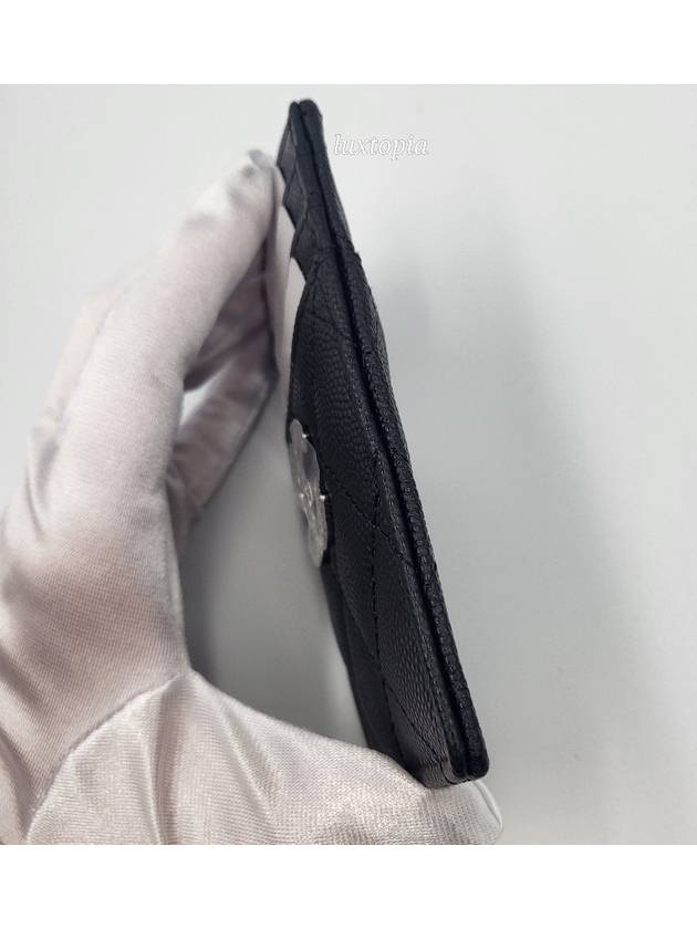 24P Coco Lettering CC Logo Card Slot Caviar Black AP3835 Chanel