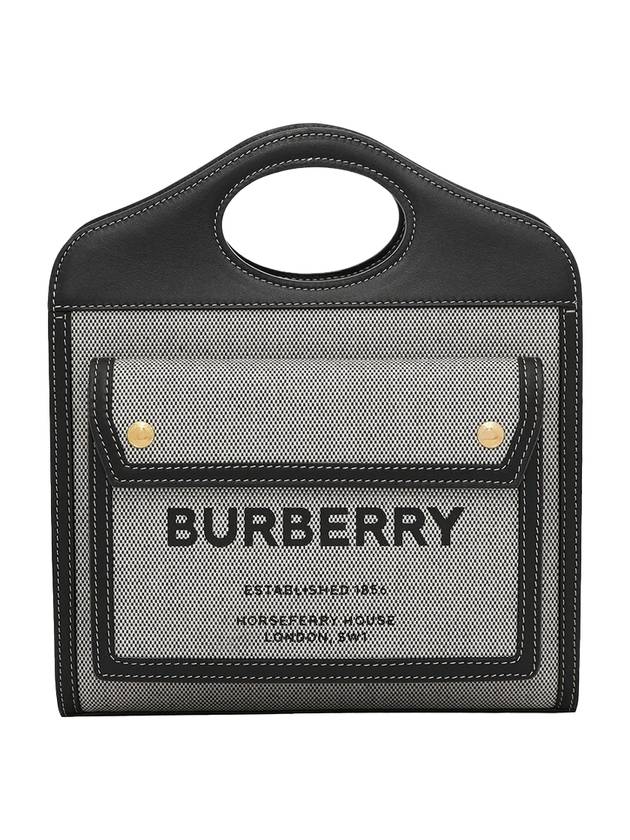 Burberry Mini Tri-tone Cotton Canvas and Leather Pocket Crossbody Bag Black Tan