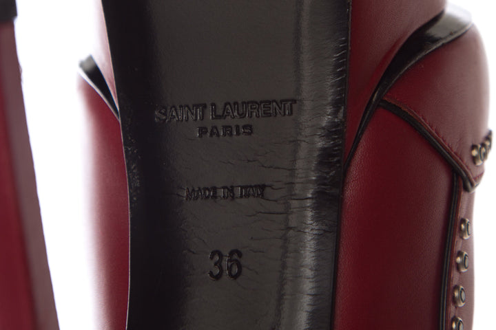 YSL Yves Saint Laurent Red Jeweled Lightning Heels SZ 36