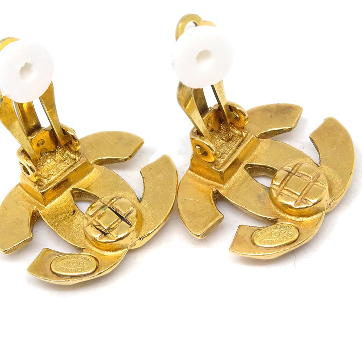 Top Quality Chanel CC Earrings Clip-On Gold 99P