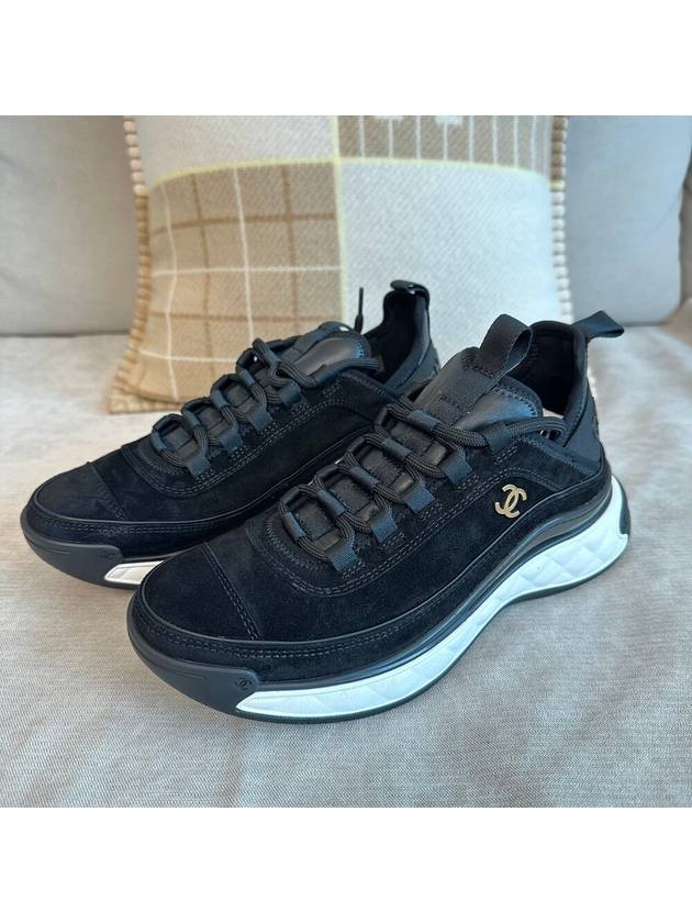 Mixed fiber women s sneakers black Chanel