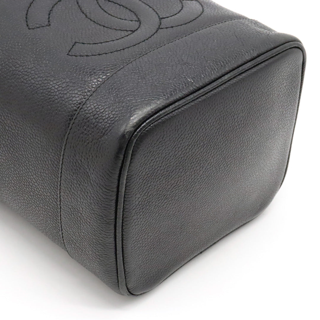 Top Quality Chanel Top Quality Chanel Caviar S Cocomark Vanity Bag Handbag Cosmetic Bag Cosmetic Leather Black Gold  A01998