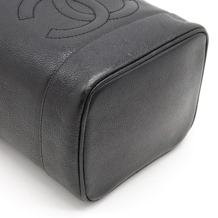 Top Quality Chanel Top Quality Chanel Caviar S Cocomark Vanity Bag Handbag Cosmetic Bag Cosmetic Leather Black Gold  A01998