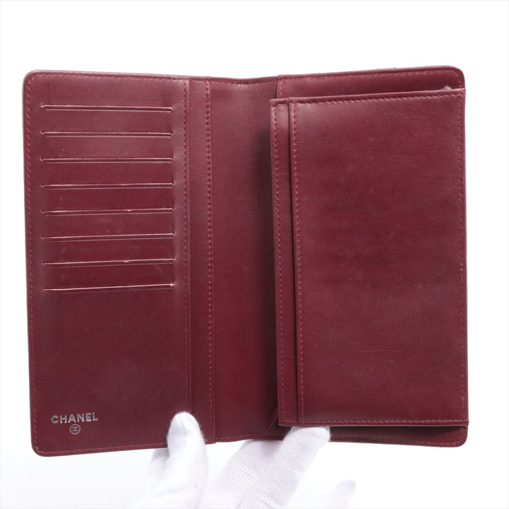Top Quality Chanel Coco Patent Leather Wallet Bordeaux Silver  18th