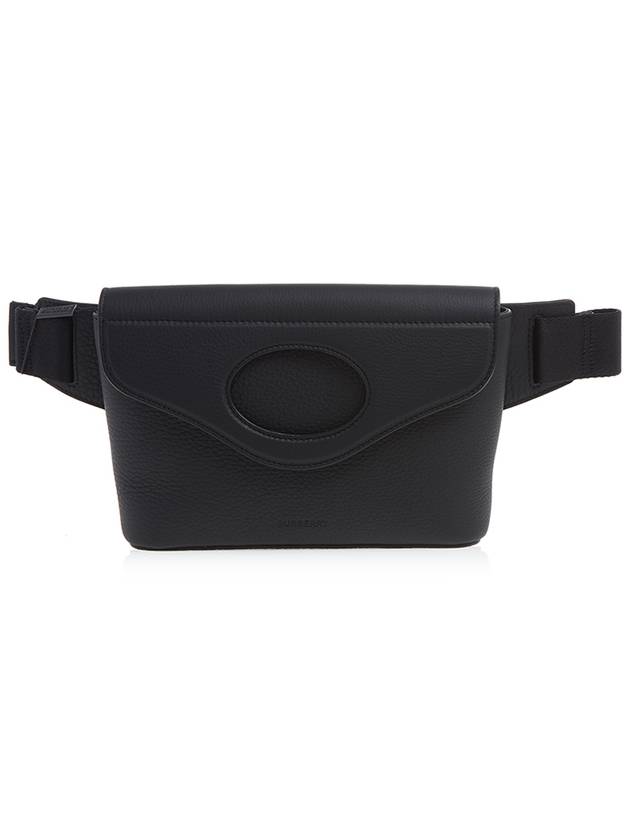 Burberry Logo Engraved Leather Belt Bag Black
