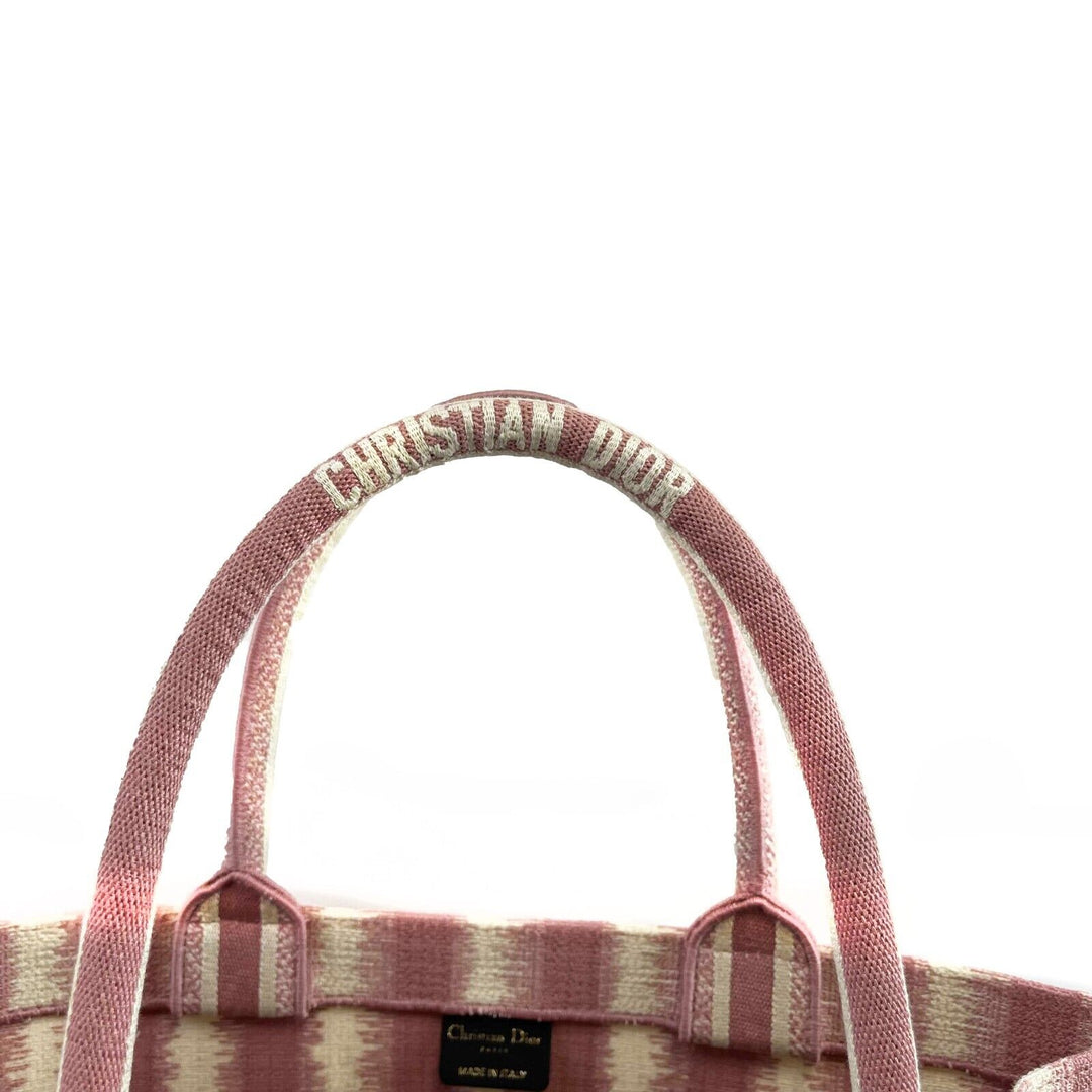Top quality Dior Bayadere Stripe Large Book Tote D-Stripes Embroidery Pink