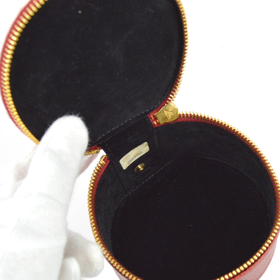 Top Quality Chanel Red Caviar Jewelry Case Pouch