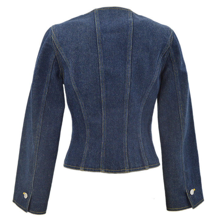 Top Quality Chanel Collarless Denim Jacket Indigo 96A #34