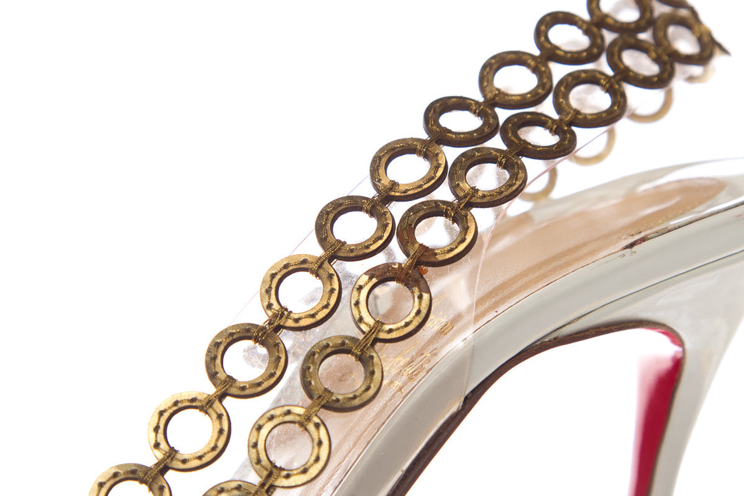 Christian Louboutin White and Gold Pumps SZ 36.5