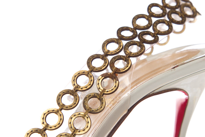 Christian Louboutin White and Gold Pumps SZ 36.5